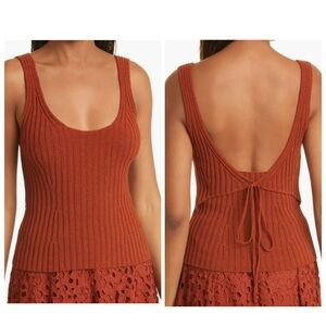 Vince Rib Tie Back Cotton Blend Tank
Top